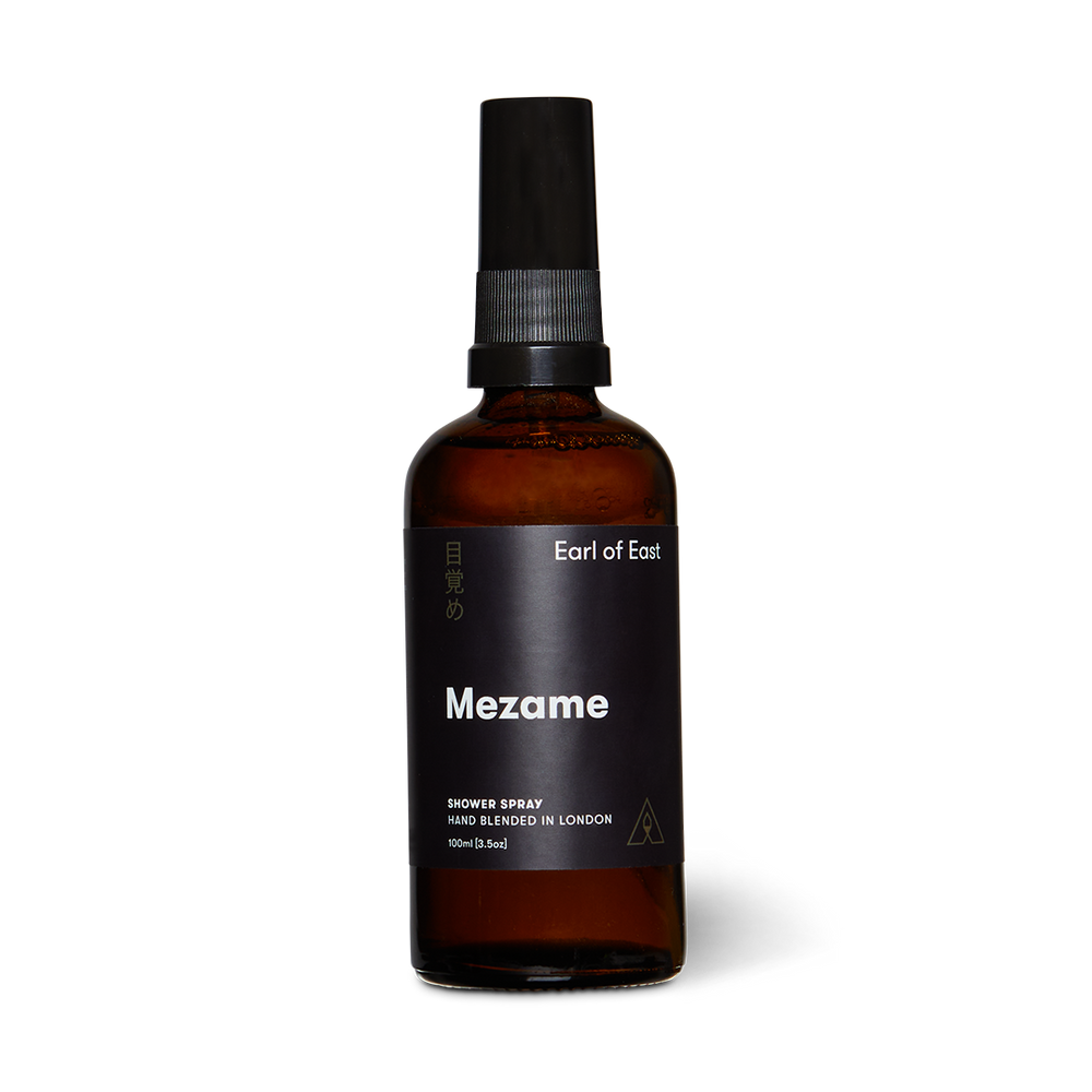 Mezame Aromatherapy Shower Spray 100ml by Earl of East in amber glass spray bottle
