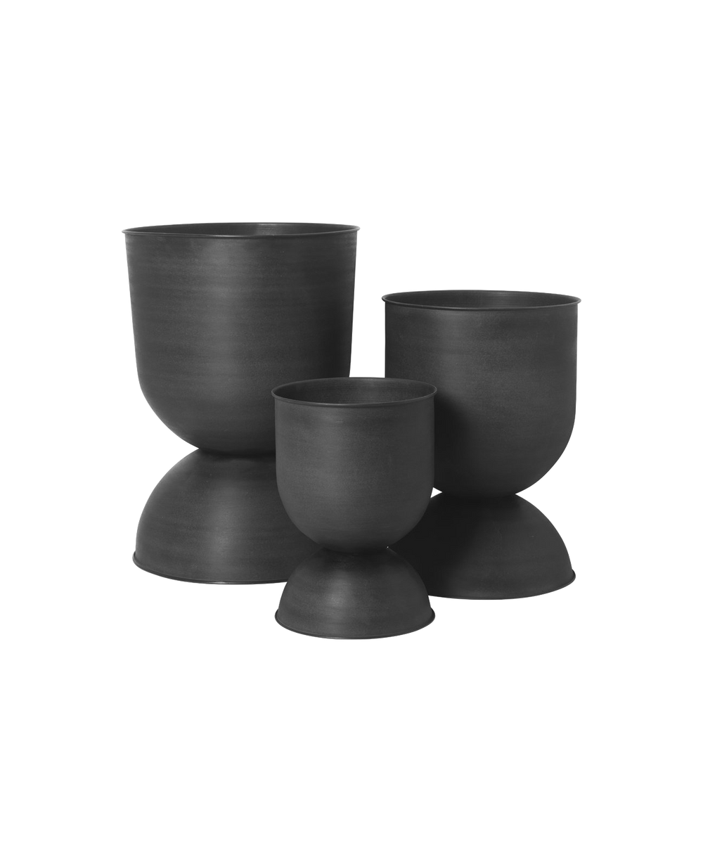 Hourglass Pots, Various Sizes, Black / Dark Grey by ferm LIVING, set of three