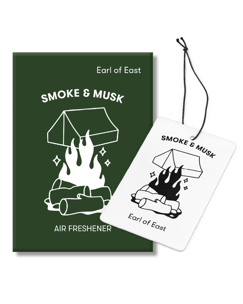Smoke & Musk Air Freshener by Earl of East in recyclable card packaging