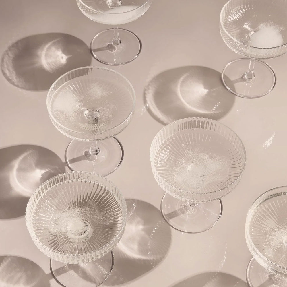 Ripple Champagne Saucer, Set of 2, Clear by ferm LIVING, from above
