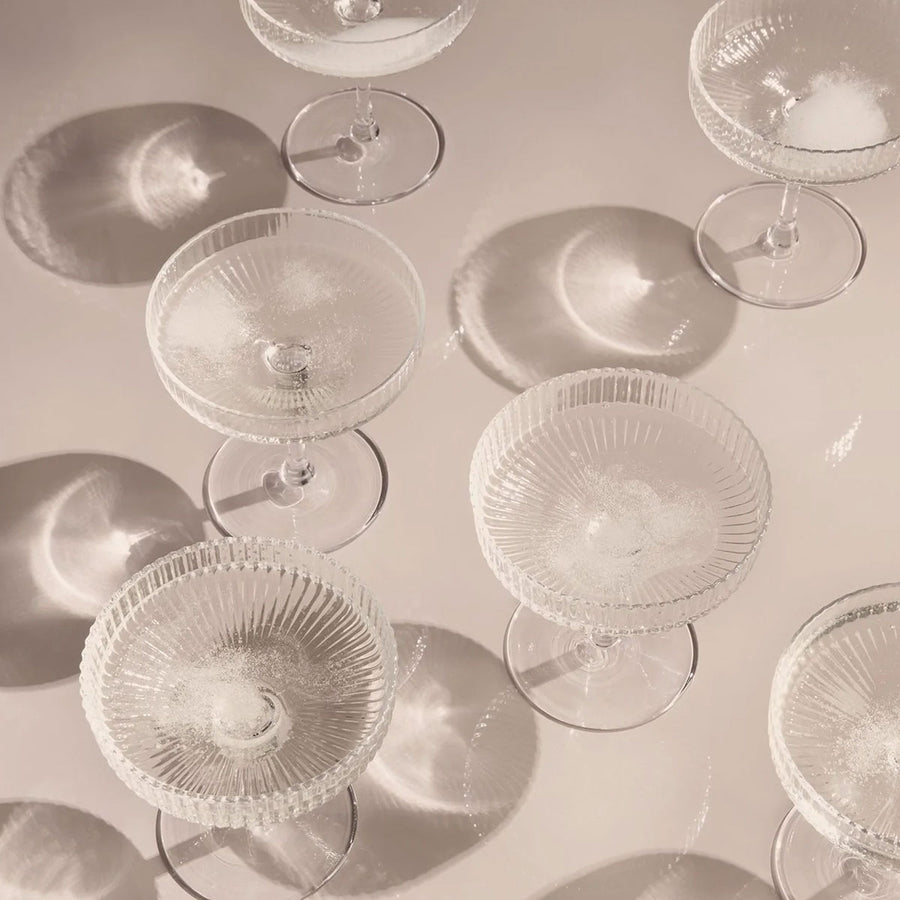 Ripple Champagne Saucer, Set of 2, Clear by ferm LIVING, from above