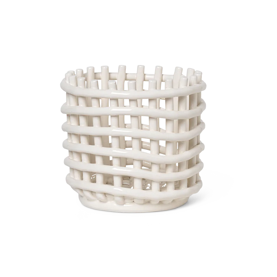 Ceramic Basket, Small, Off-White by ferm LIVING